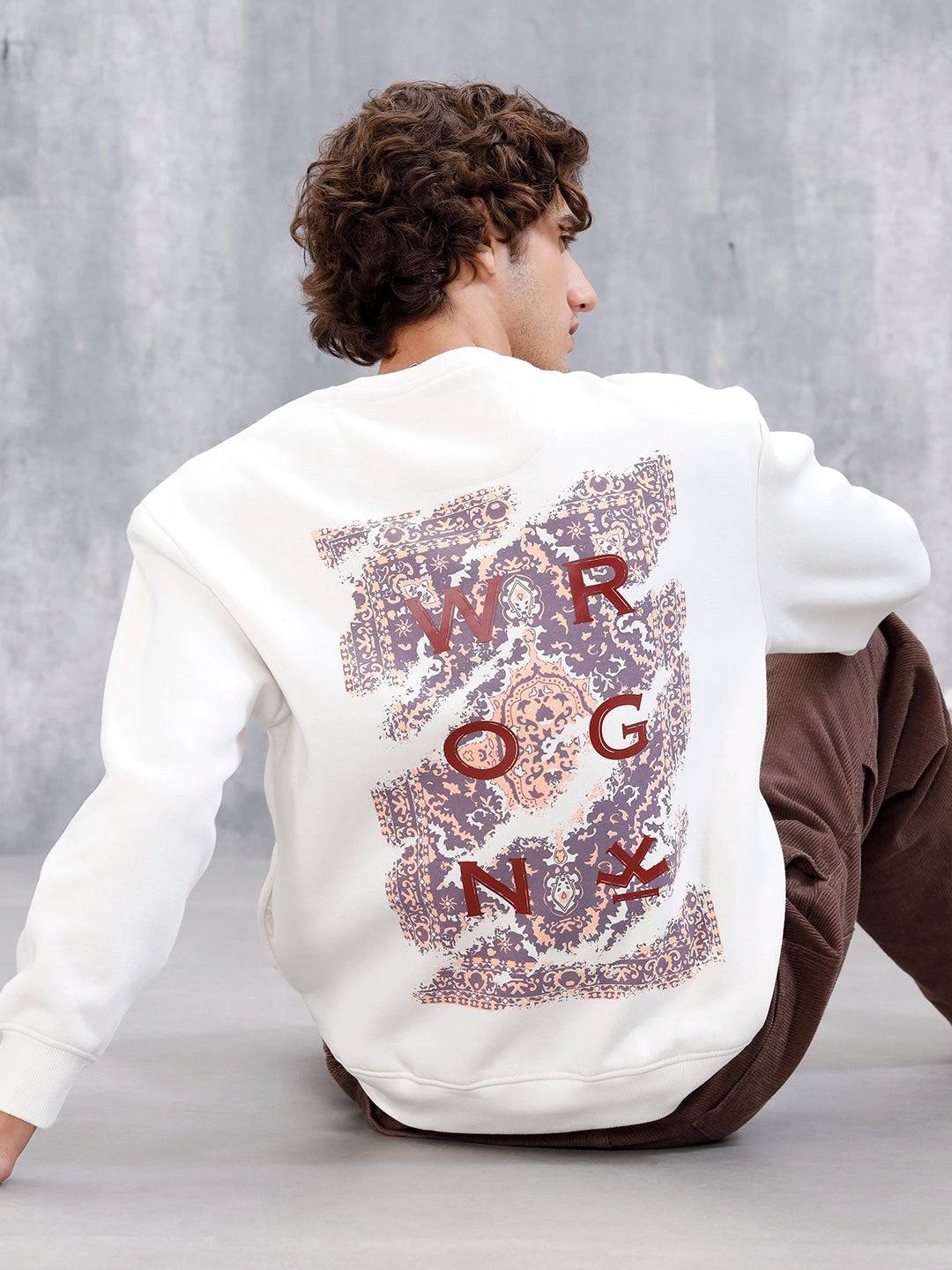 Casual Oversized Sweatshirt With Graphic  | Off White