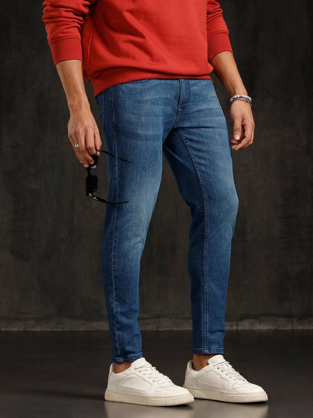 Heavy Fade Skinny Crop Jeans | Blue