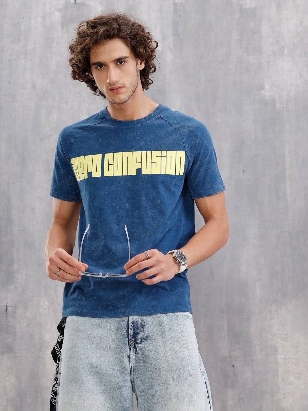 Washed Raglan Sleeve Slim Fit T-Shirt |  Dark Blue