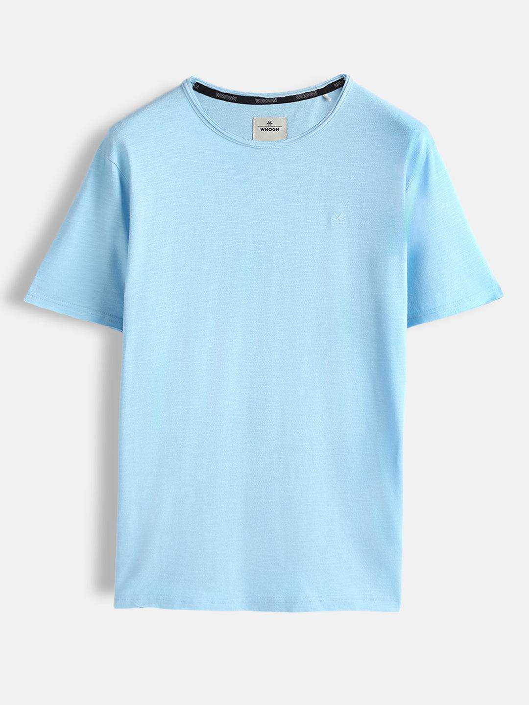 Raw Edged Blue Crew Neck T-Shirt