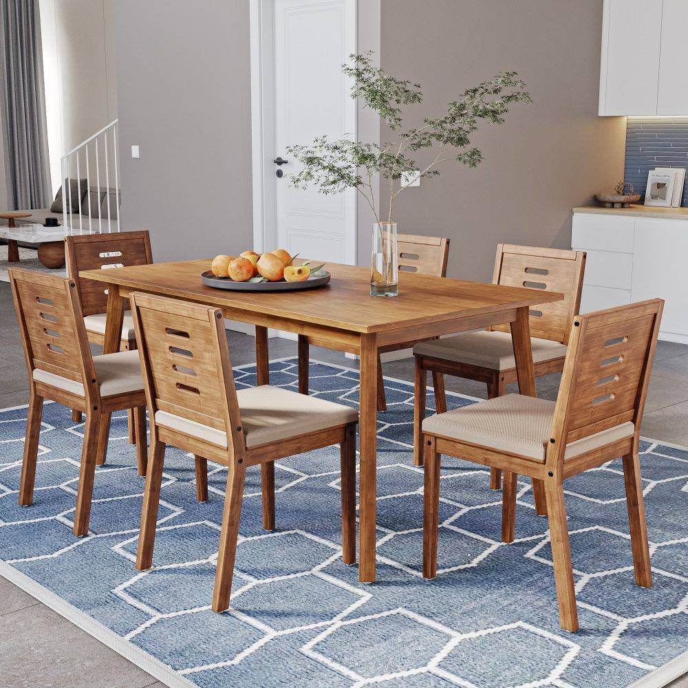 Zufa 6-seater solid wood dining set