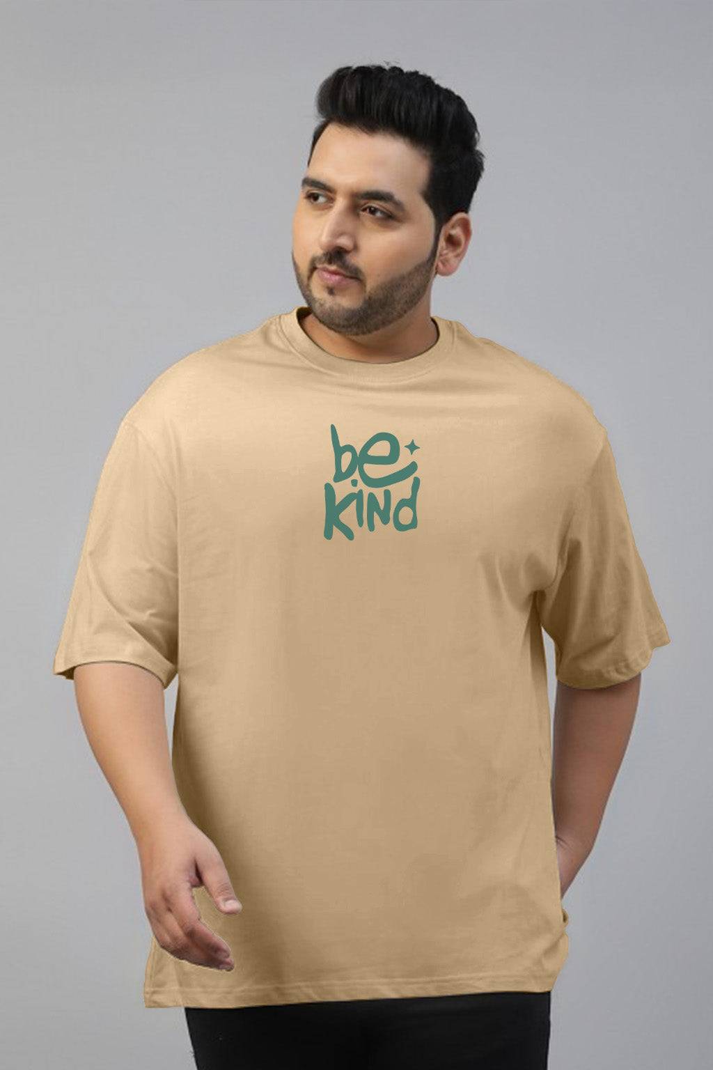 Be Kind Beige Graphic Printed Plus Size T-shirt
