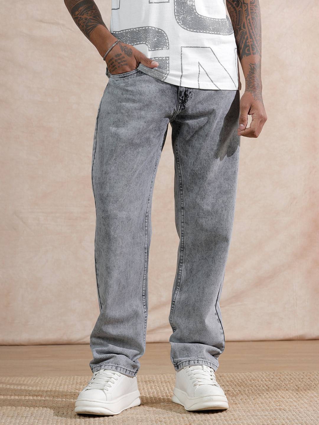 Heavy Fade Anti Fit Jeans | Light Grey