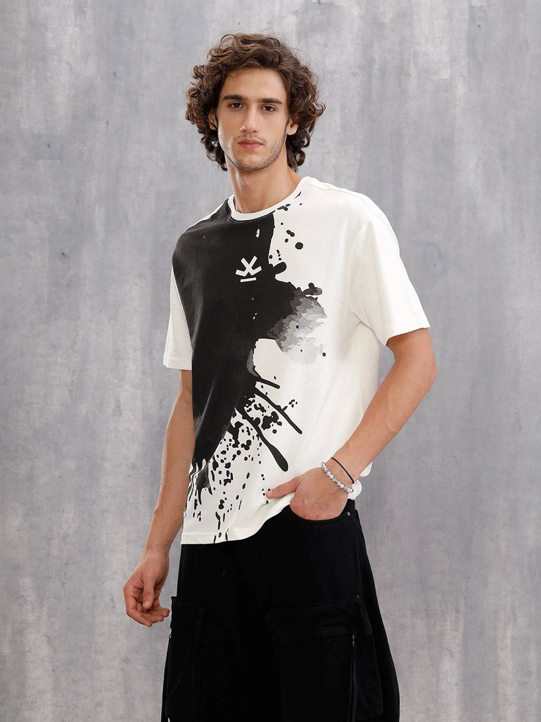 Placement Print Oversized Fit T-Shirt | Off White