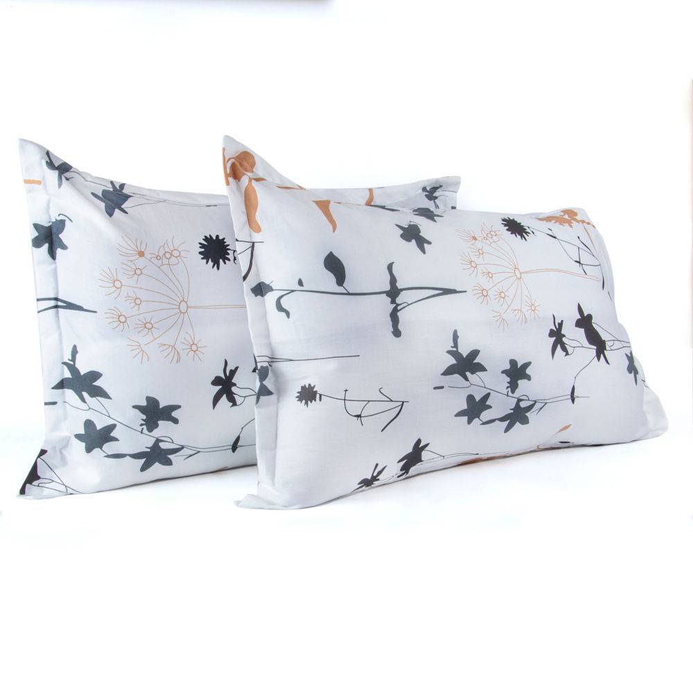 100% Cotton Pillow Cover | Standard Size 27x18 Inch | Set Of 2 | 160 TC | Serene Flora