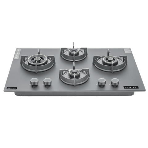 Sujata Hob, 4 Burner 60 cm Auto Ignition Stainless Steel Burner 1 Larg + 1 Medium + 1 small (Indium 4B60, Black) Buy at only ₹21599