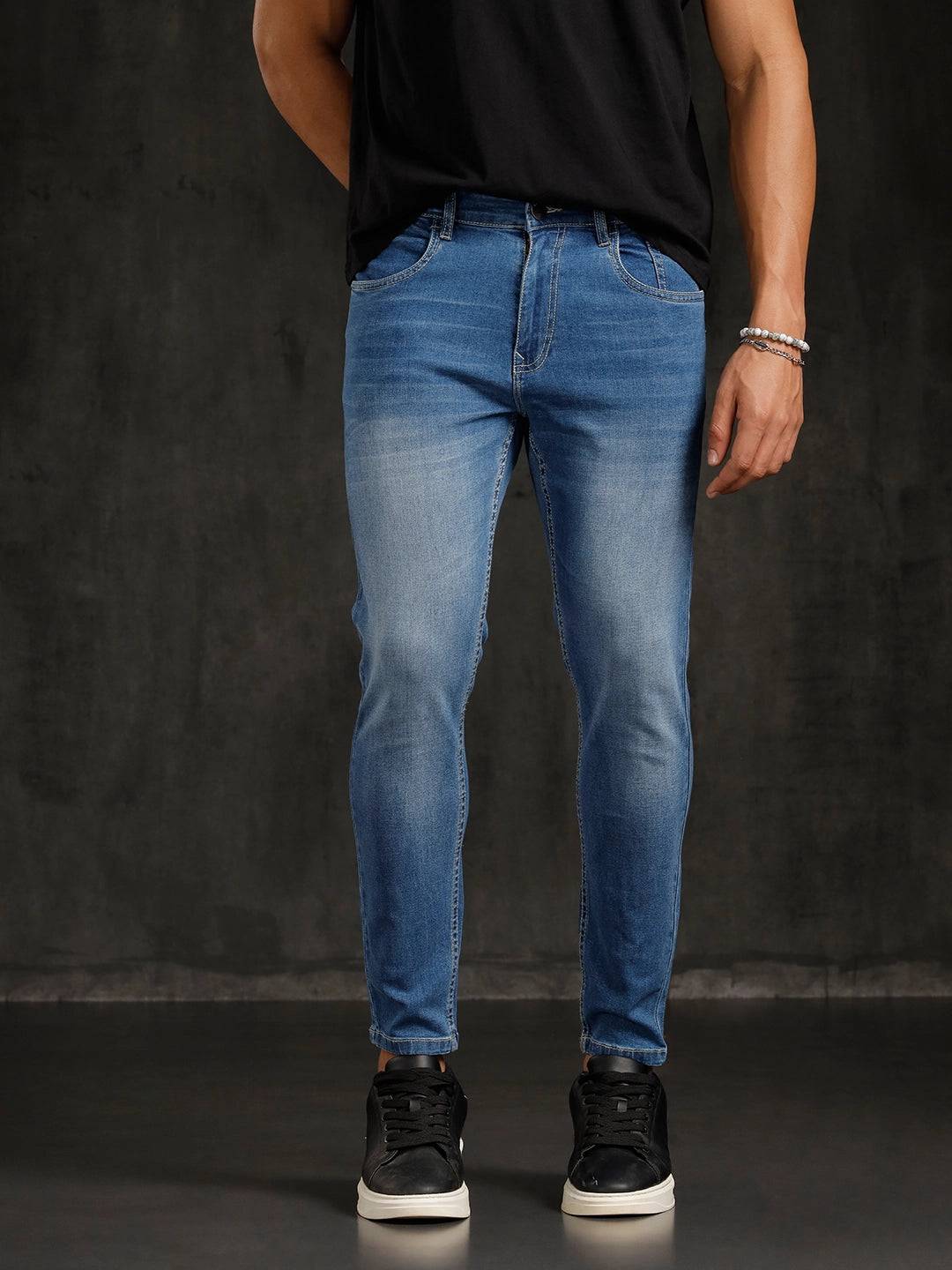 Heavy Fade Skinny Crop Jeans | Blue