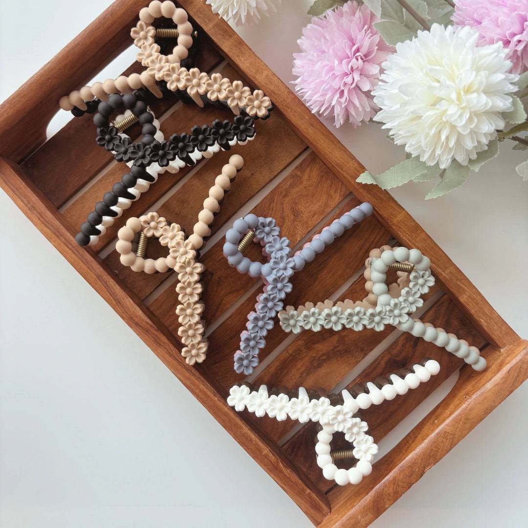 Dual Colour Flower Loop Hair Claw - Large
