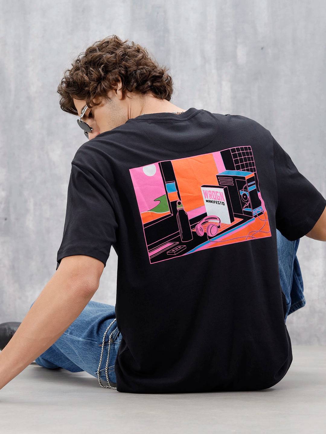 Men’s Oversized Bold Graphic Tee | Black