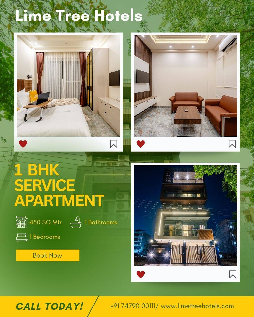 Comfortable 1BHK Service Apartment Near Fortis Hospital Gurgaon