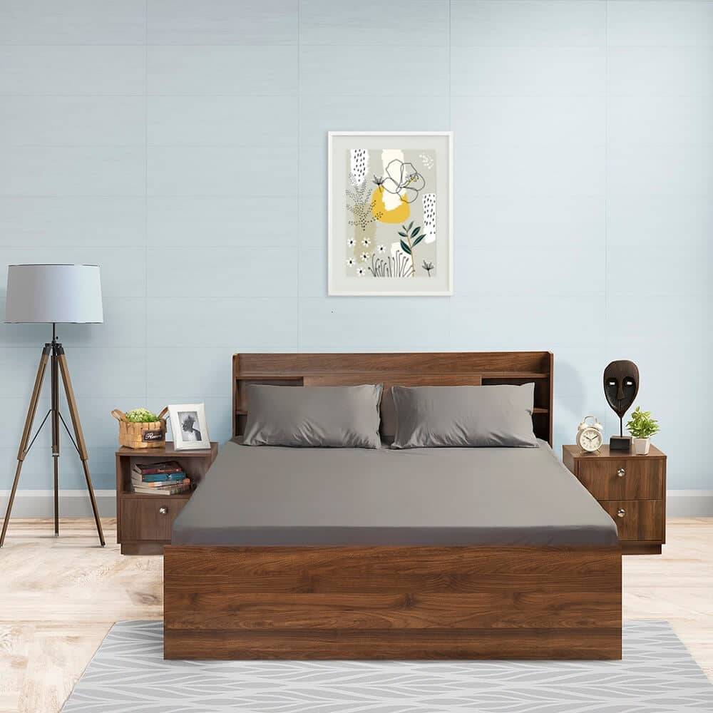 100% Cotton 200 TC Fitted Bedsheet With 1 Pillow Cover | Dark Grey (72x30 inch)