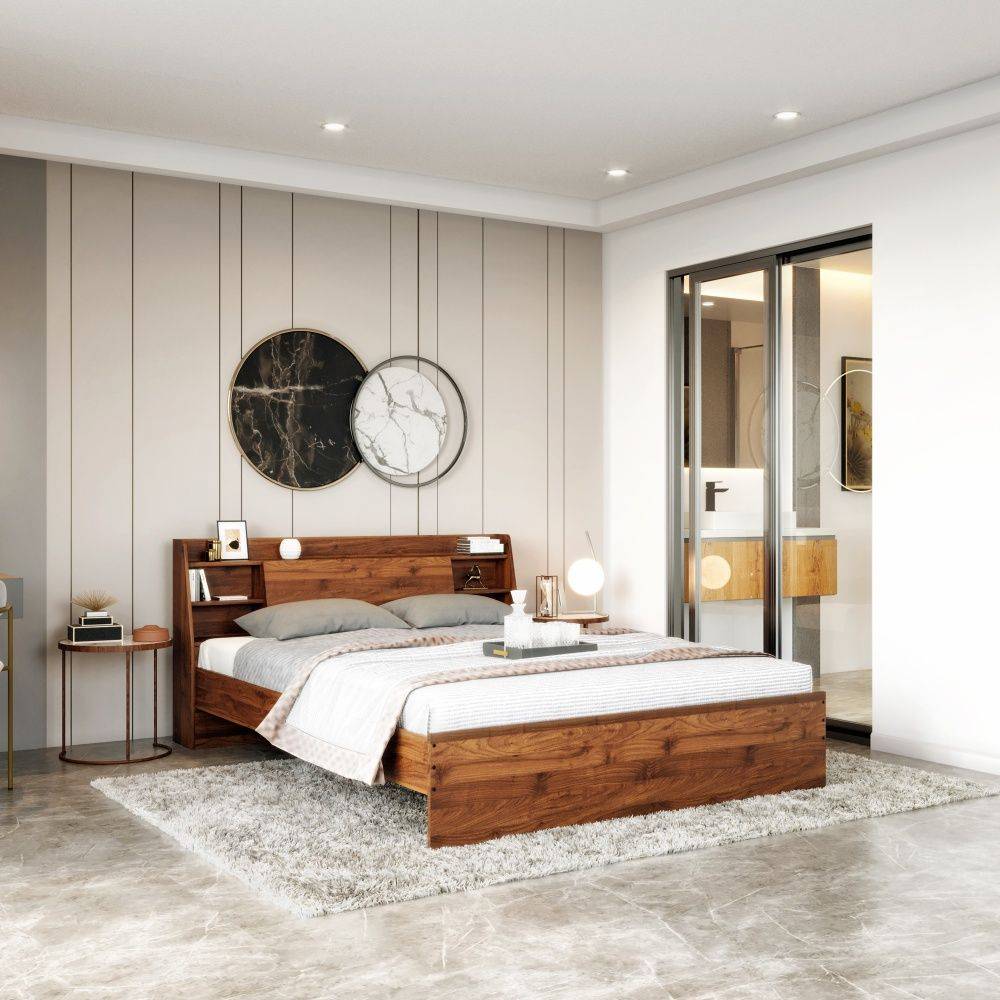 Leo Engineered Wood King Size Non Storage Bed (78x72 inch)