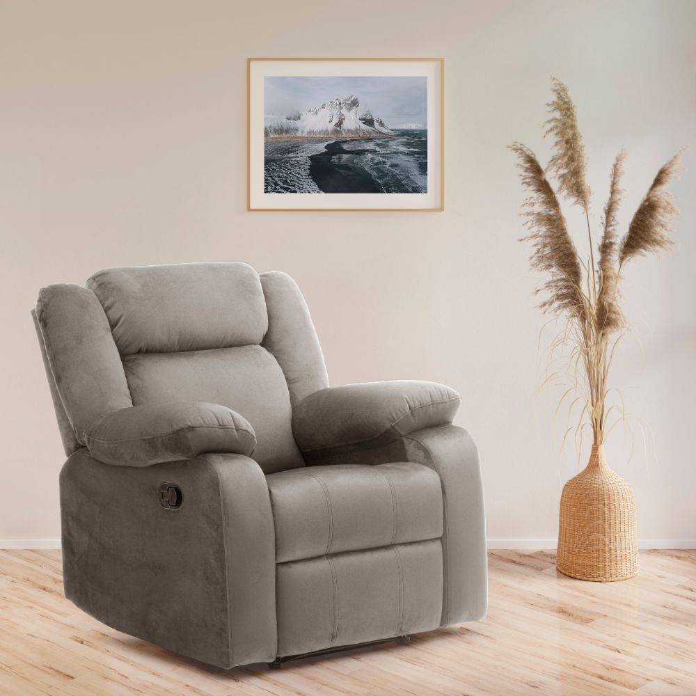Swayback Recliner - 1 Seater - Velvet Tuscan Tan