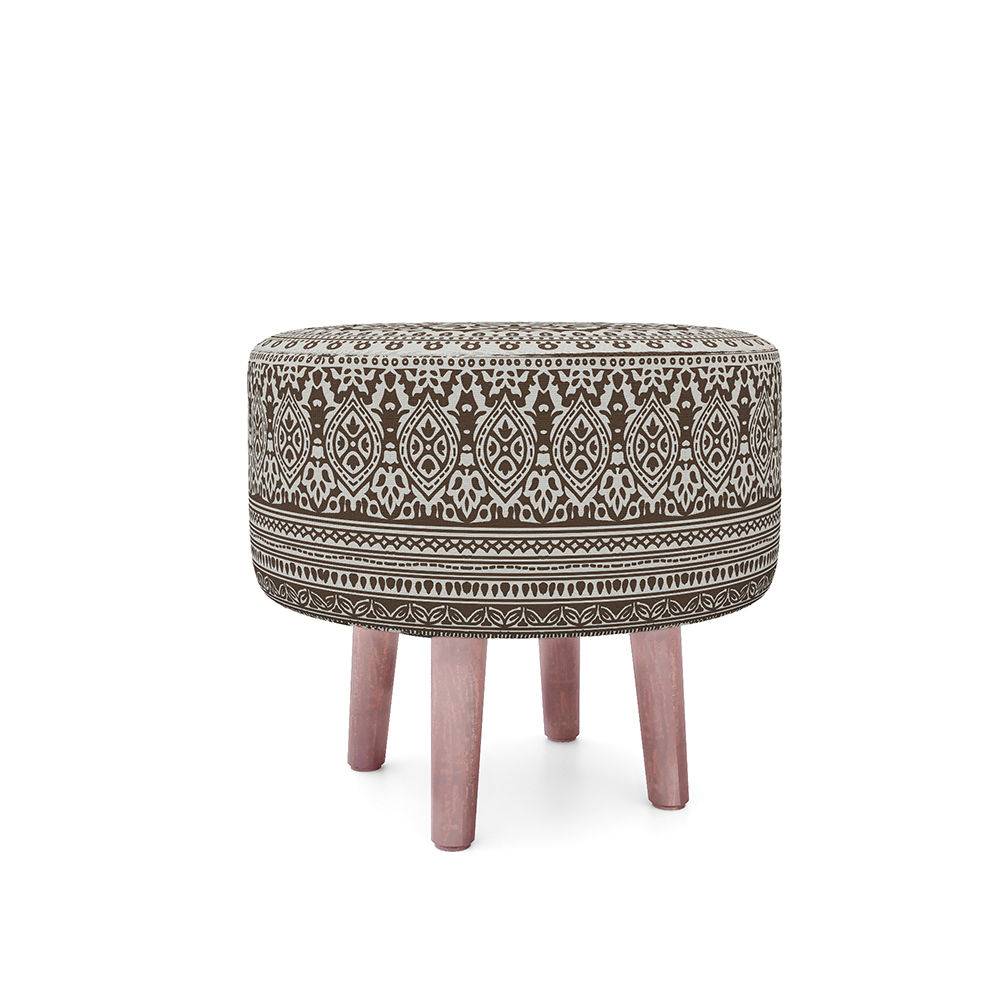 Tulum Printed Ottoman - Eva Brown