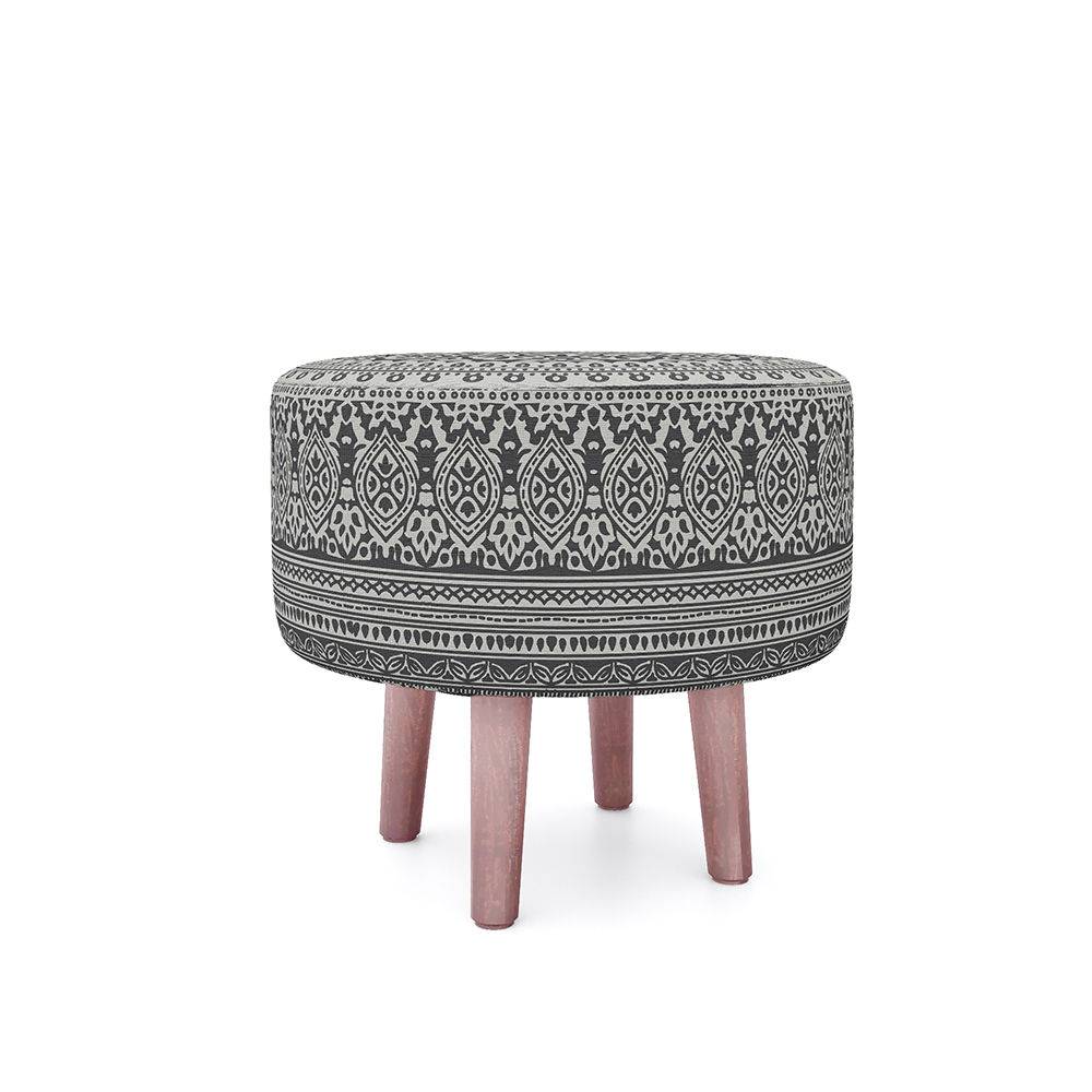 Tulum Printed Ottoman - Eva Grey