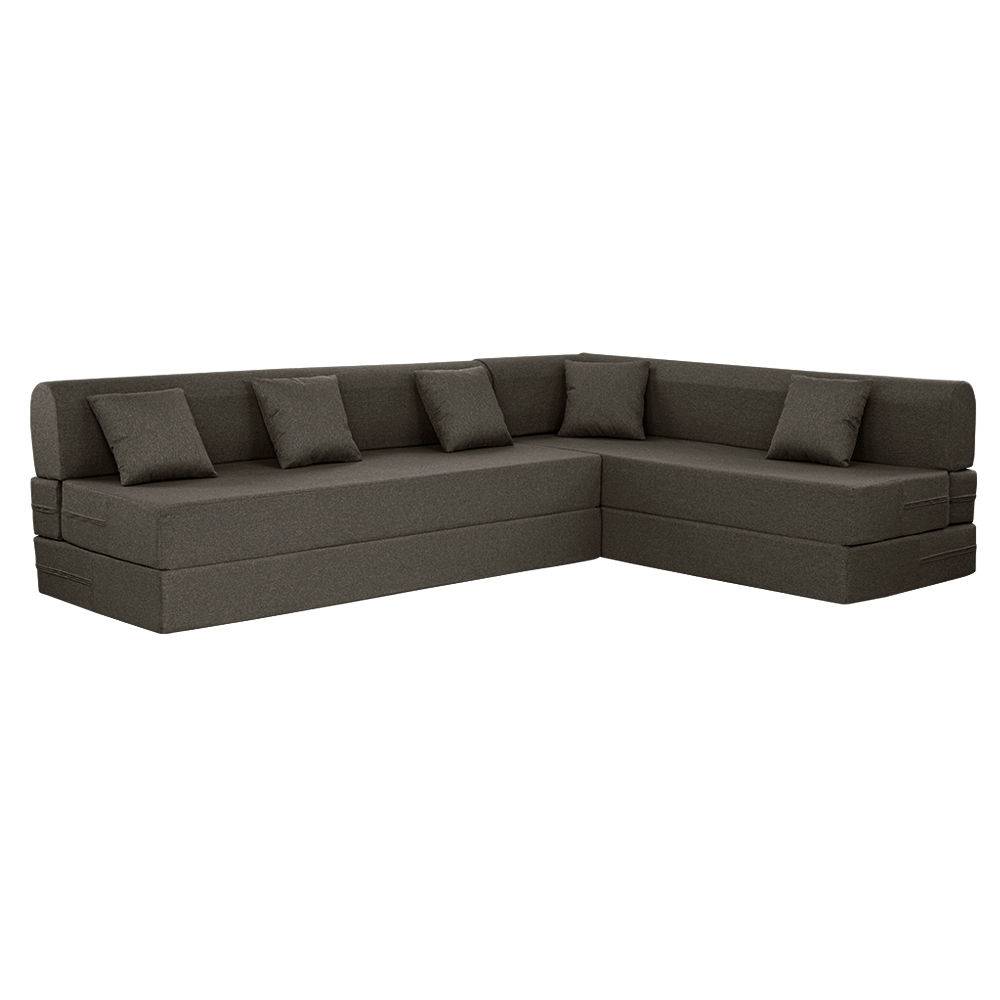 Flipper L - Shape Sofa Cum Bed 6 Seater (3 Seater + Right Aligned Chaise) - Omega Grey