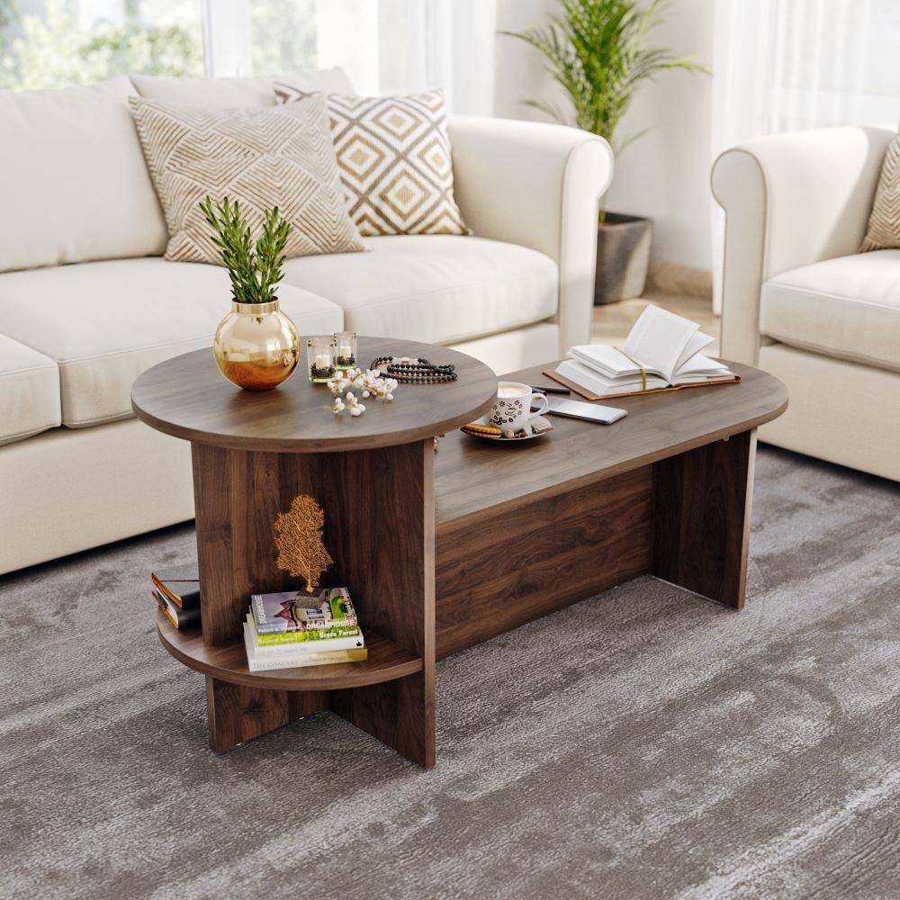 Level Coffee Table - Columbian Walnut Color, Engineered Wood