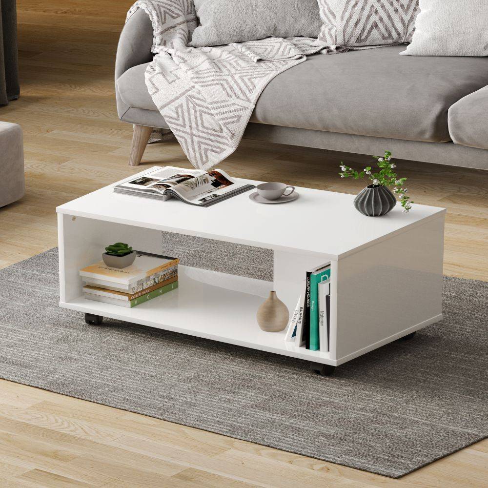 Leonis Coffee Table - Frosty White Color, Engineered Wood