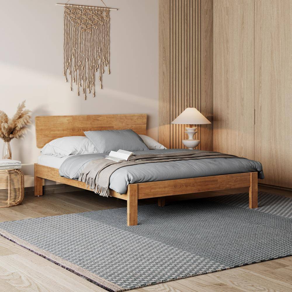 Swirl Solid Wood Queen Size Wthout Storage Bed (78x60 inch)