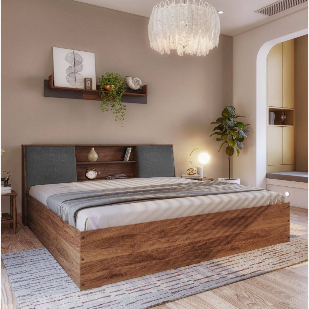 Orion Engineered Wood Queen Size Upholstered Bed with Storage, Omega Grey (78*60inch) / (1.98*1.52m) (78x60 inch)