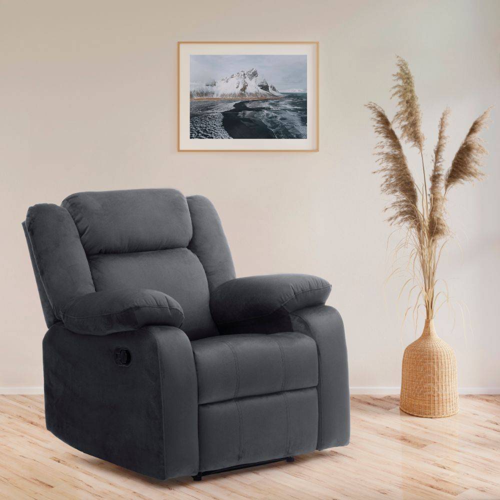 Swayback Recliner - 1 Seater - Velvet Space Grey