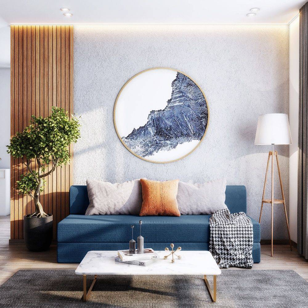 Flipper Sofa cum Bed - Three Seater, Omega Blue