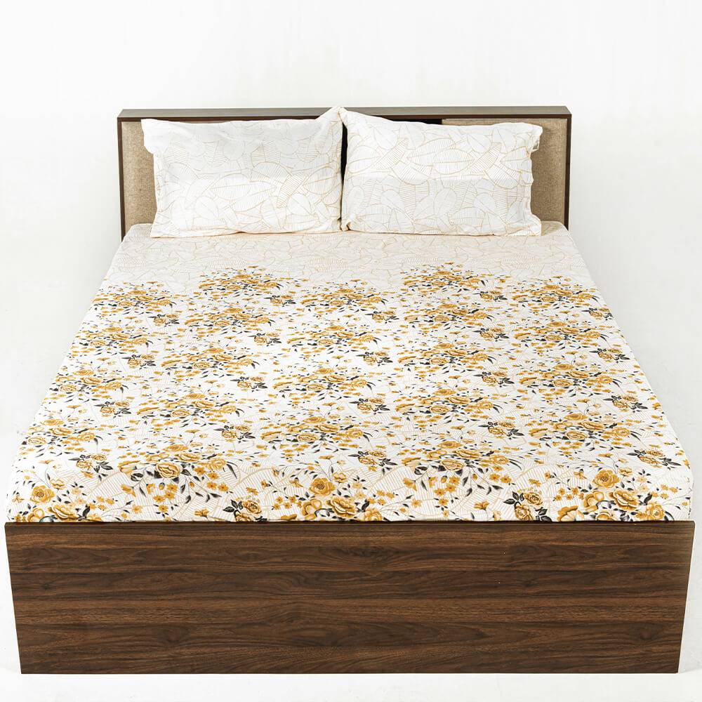 100% Cotton 200 TC Fitted Bedsheet With 1 Pillow Cover | Spring Summer (72x30 inch)