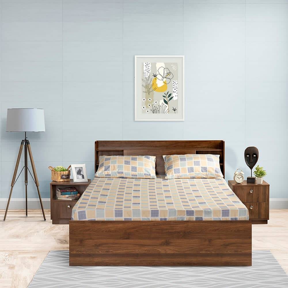 100% Cotton 200 TC Fitted Bedsheet With 1 Pillow Covers | Chekkers (72x30 inch)