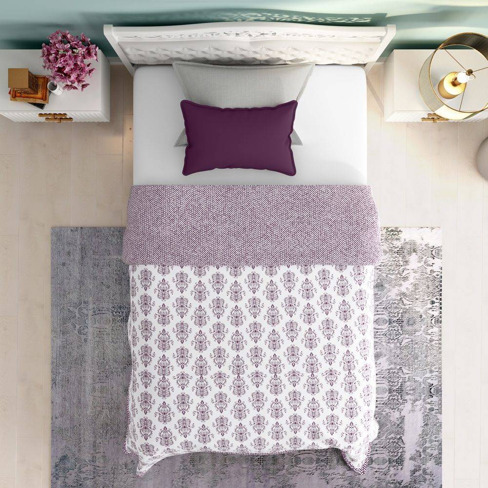 All Season Dohar | Single(90x56 Inch) | 110 GSM | 100% Cotton | Reversible Design | AC Blanket | Susane Burgundy