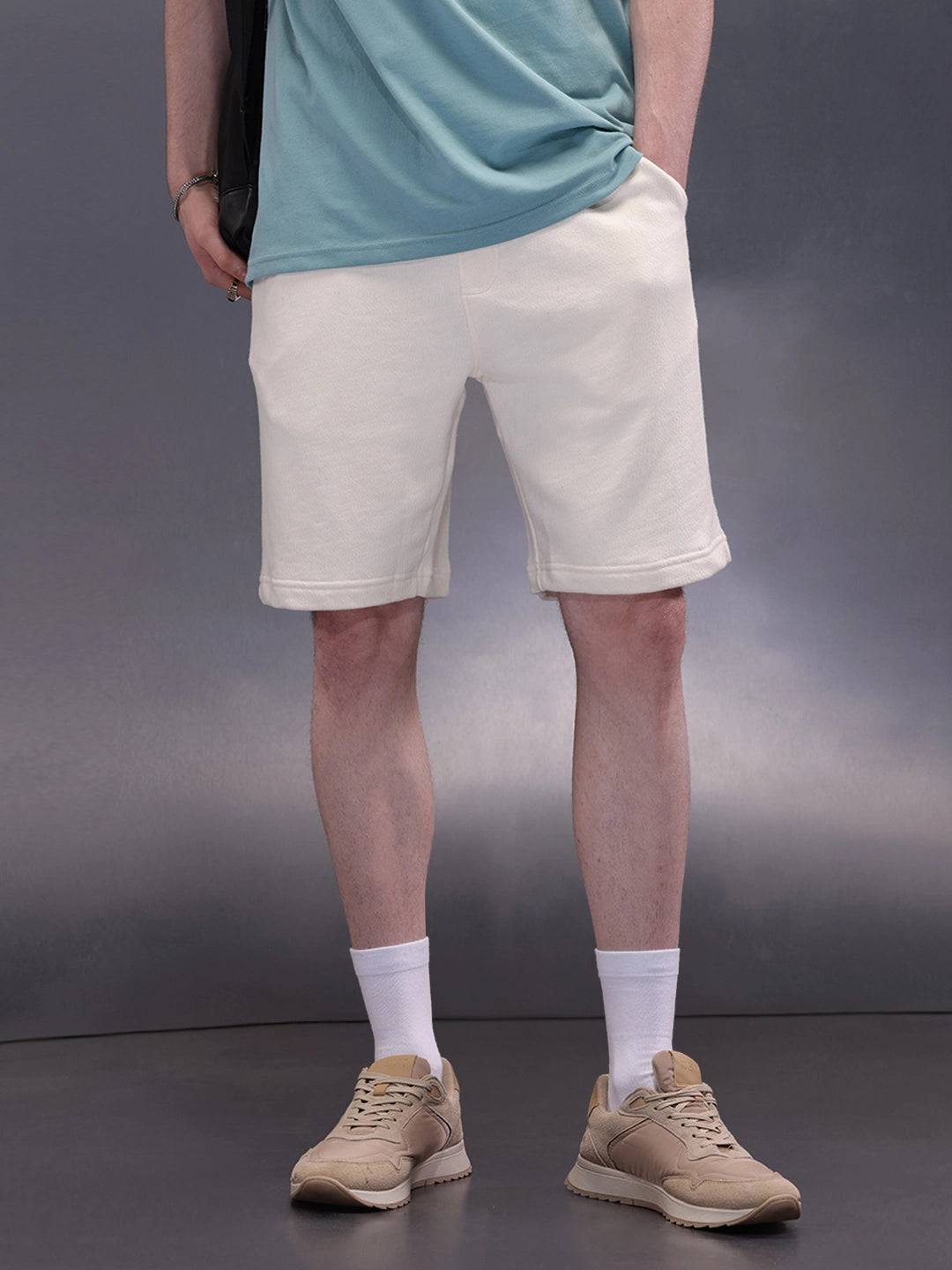 Solid Loose Fit Shorts | Off White