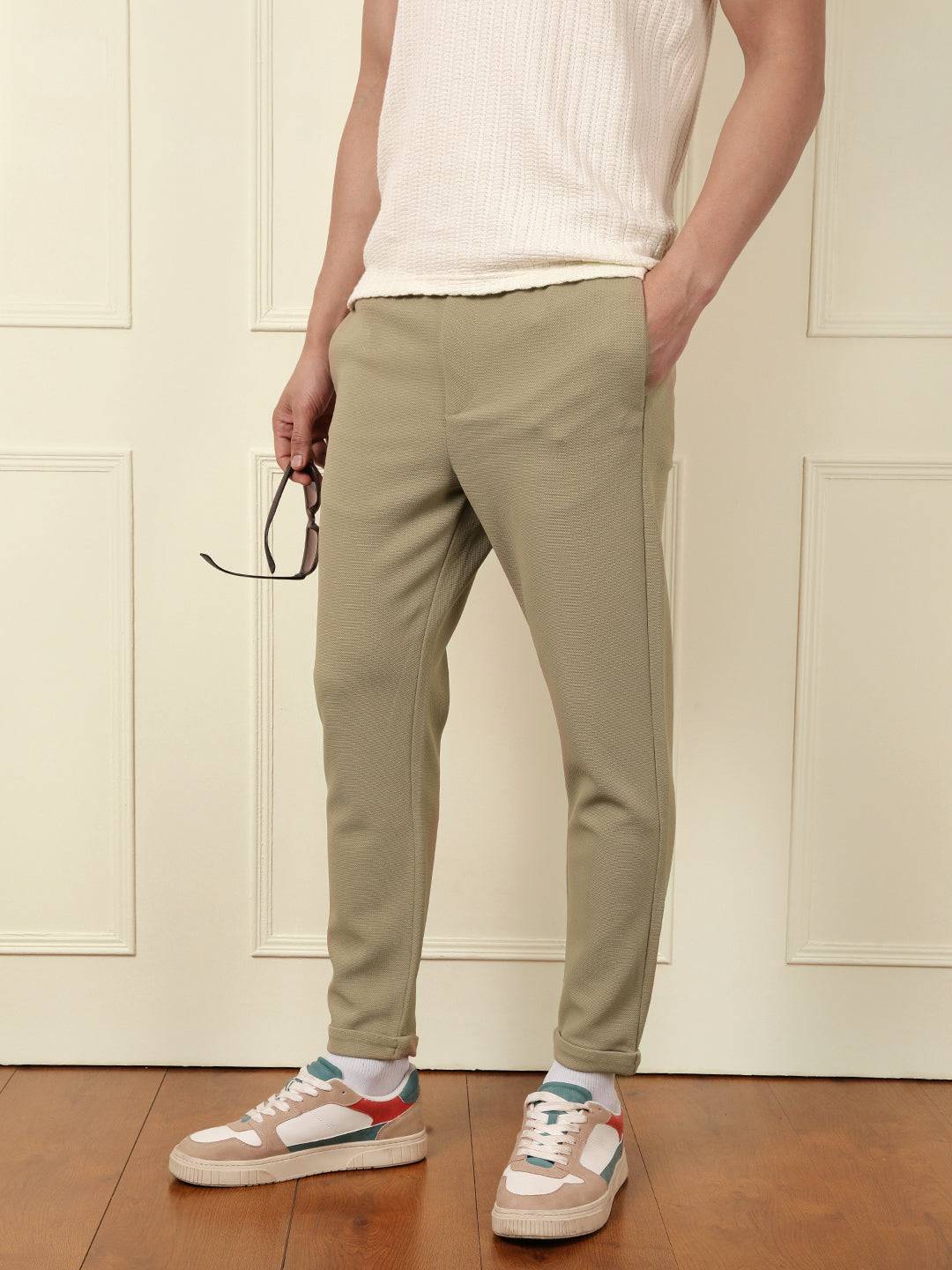 Soft Cotton Blend Knit Trouser | Beige