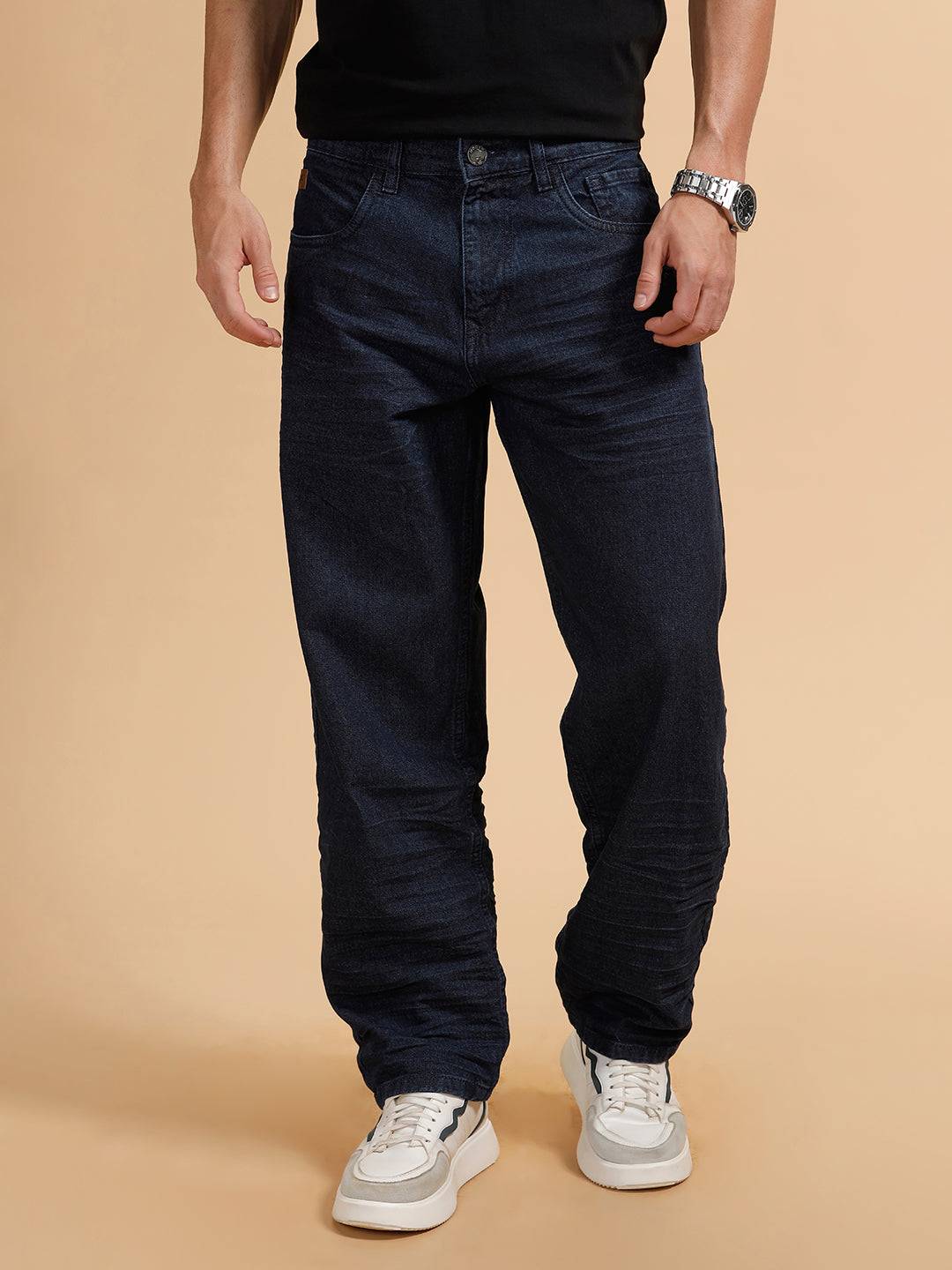 Light Fade Loose Fit Jeans | Dark Blue