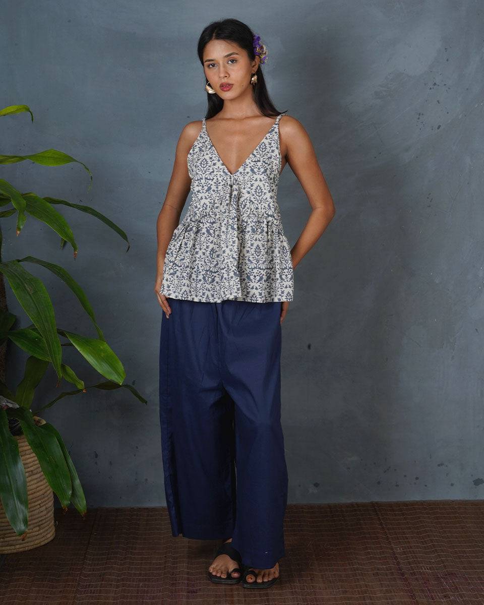 Dove's Wing Grey Block Printed Top - BMS