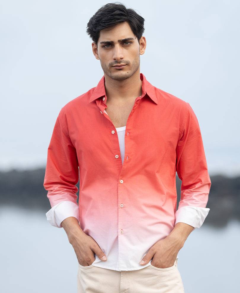 Coral Red Ombre Print Shirt Buy @ ₹1199