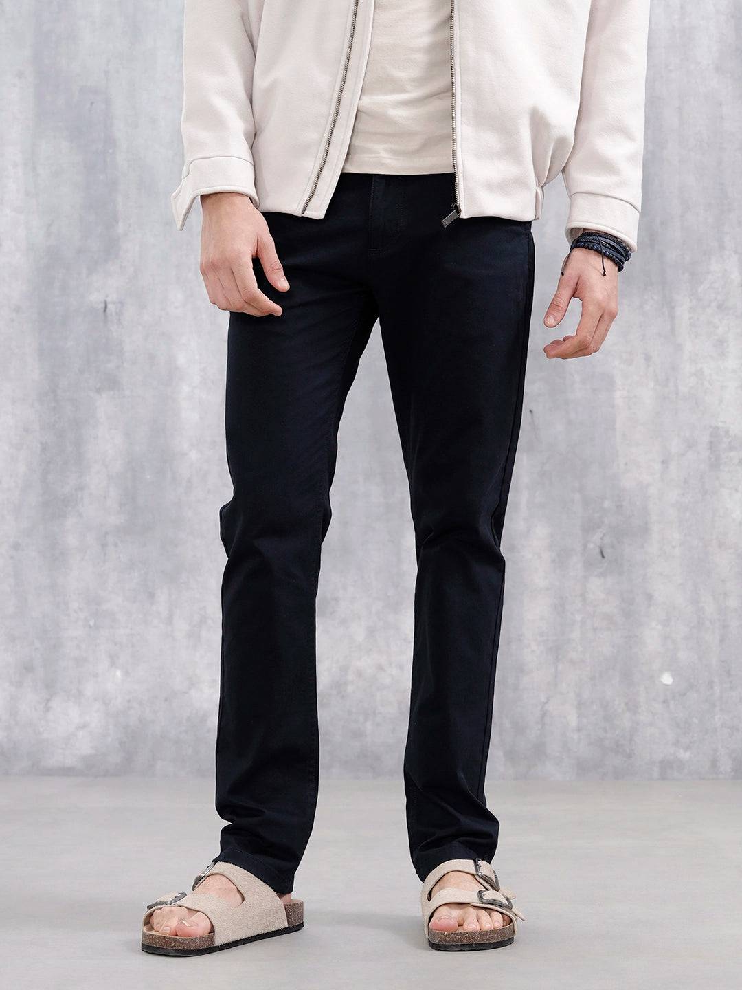 Men's Casual Slim Fit Trousers | Navy Blue