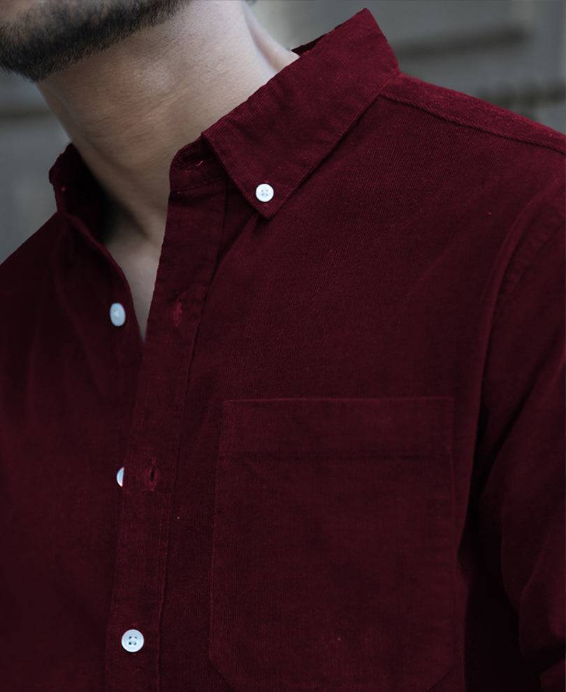 Wine Corduroy Regular Fit Full Sleeves Shirt Buy @ ₹1299