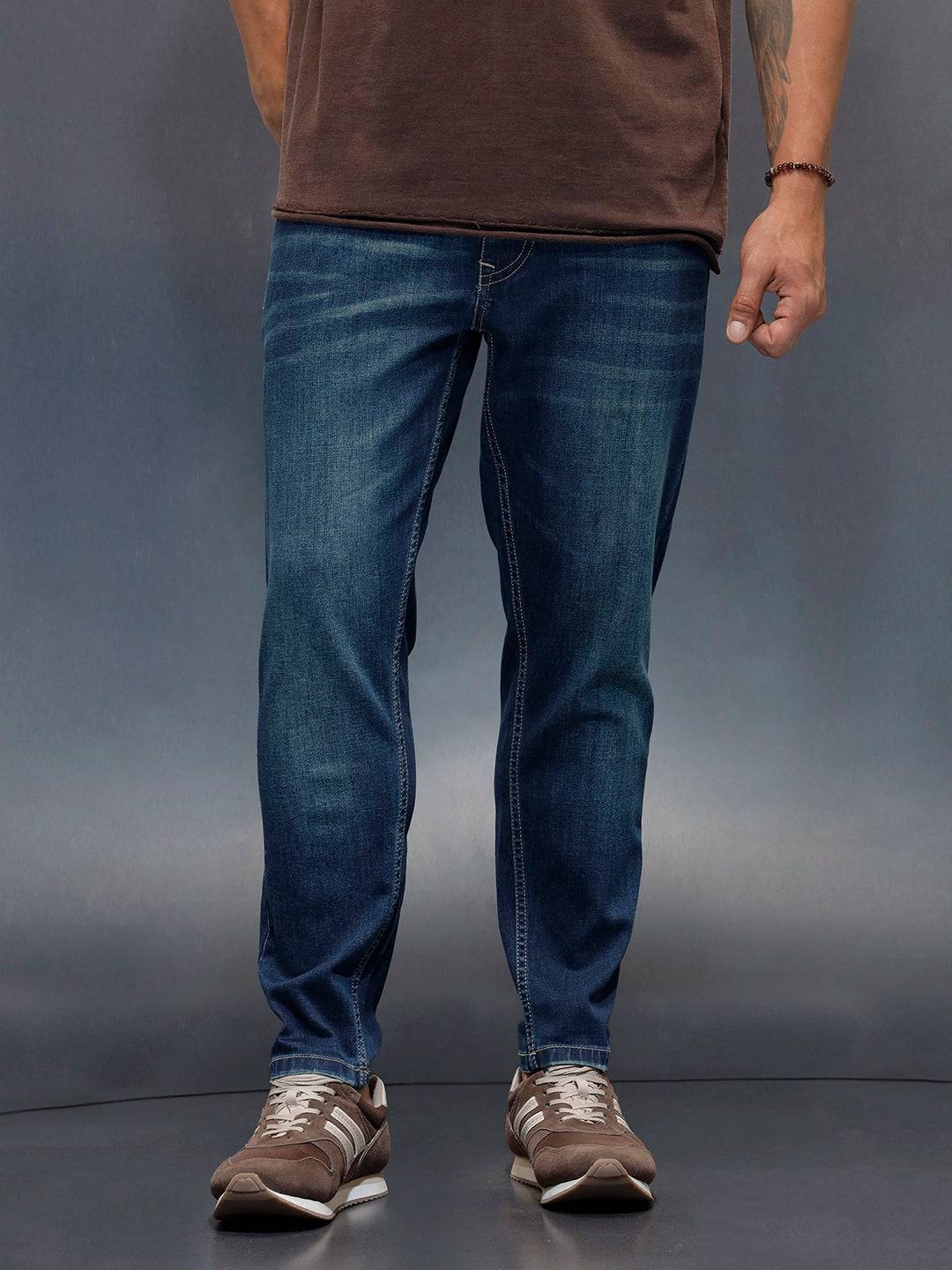 Men's Casual Skinny Crop Fit Jeans | Blue