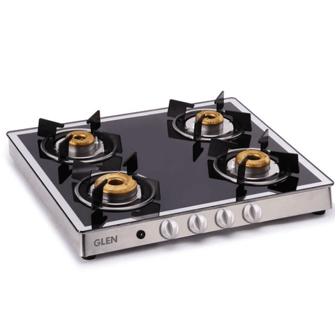 Glen Cooktop, 1042 GT FORGED BB MIRROR, 4 Burner 60 cm Manual Ignition Glass Top Mild Steel Burners 4 Medium Gas Stove (Black) Buy only at ₹9490