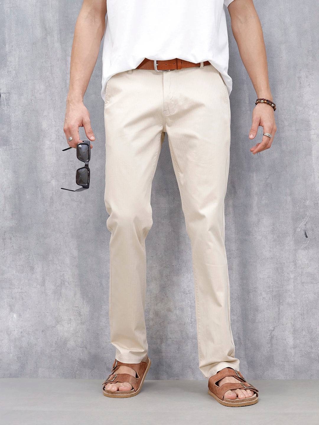 Men's Casual Straight Fit Trousers | Khaki