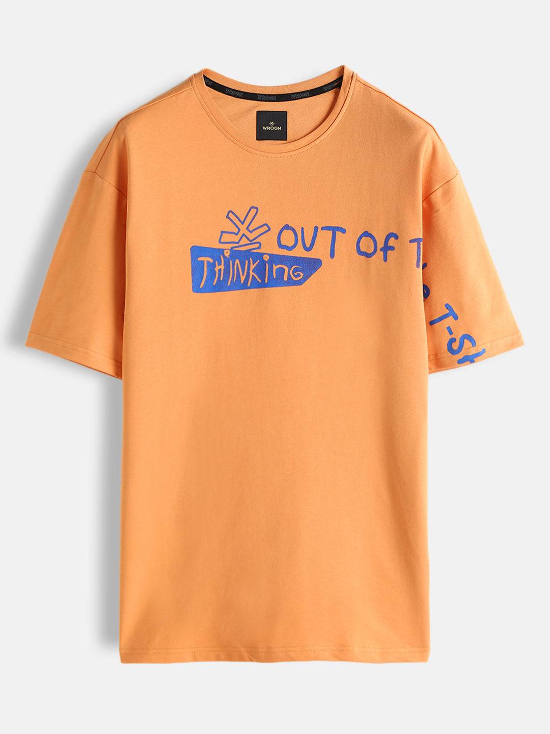 Placement Printed Oversized T-Shirt | Orange