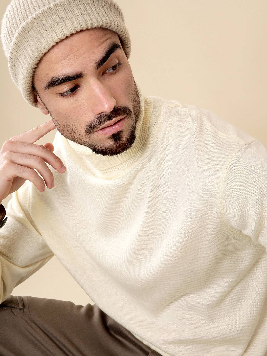 Beige Comfort Turtle Neck Sweater