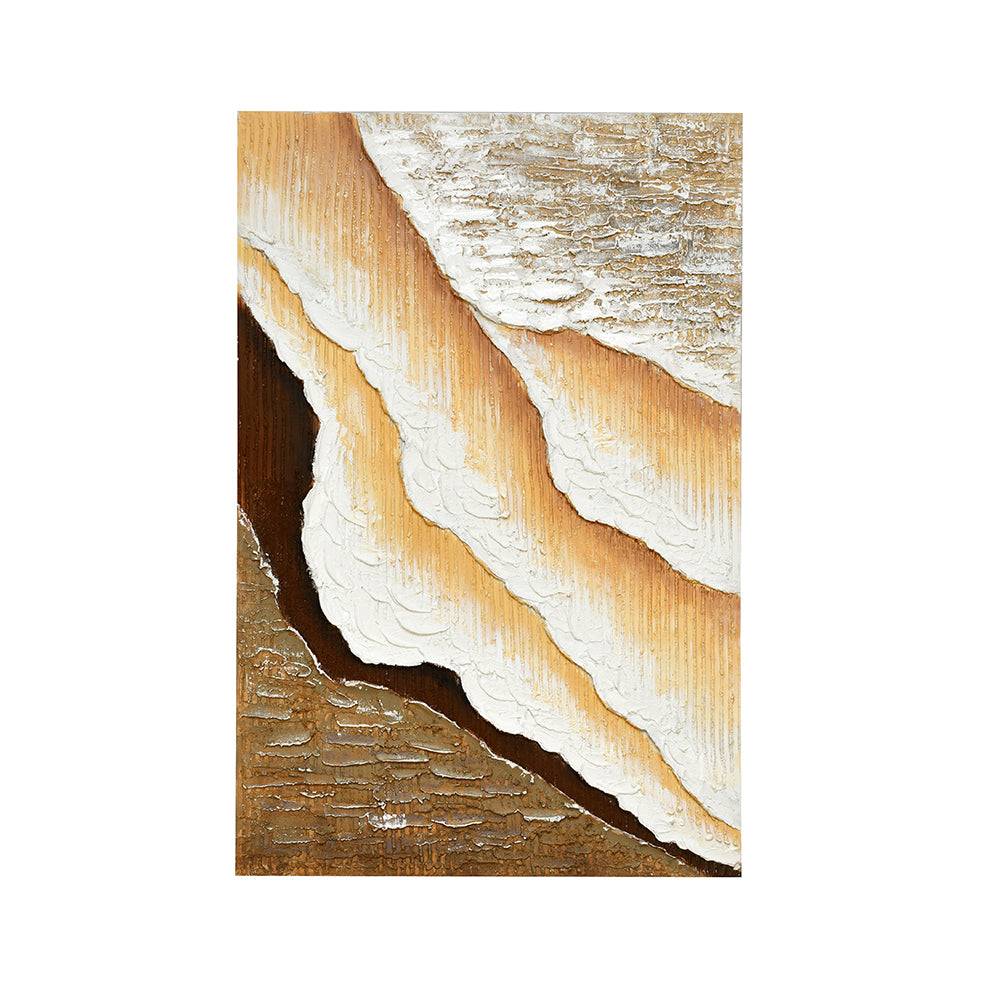 Sandy Waves Canvas Wall Painting- Beige & Brown