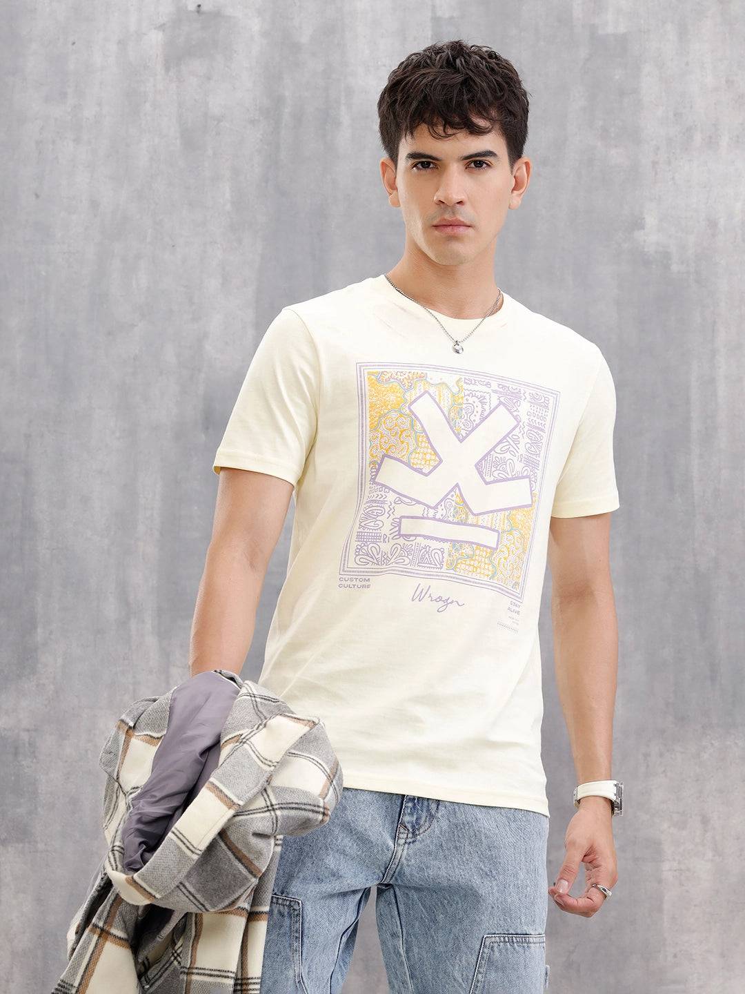 Bandana Patchwork Slim Fit Nomad Edition T-Shirt  |  Beige