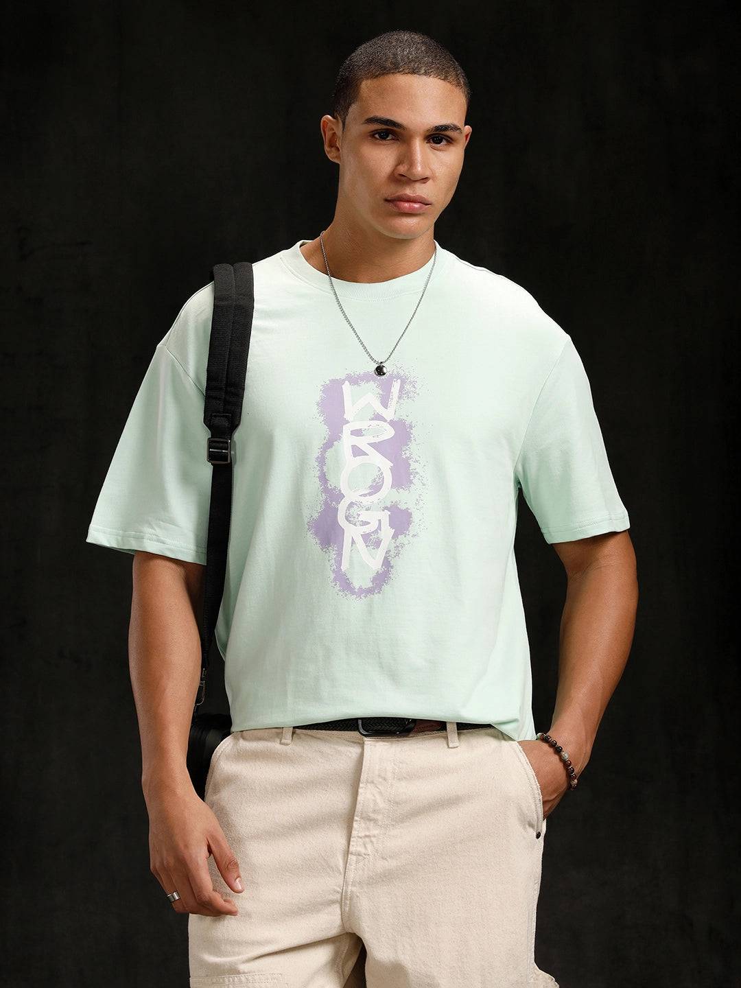 Logo Printed Oversized Fit T-Shirt | Light Green