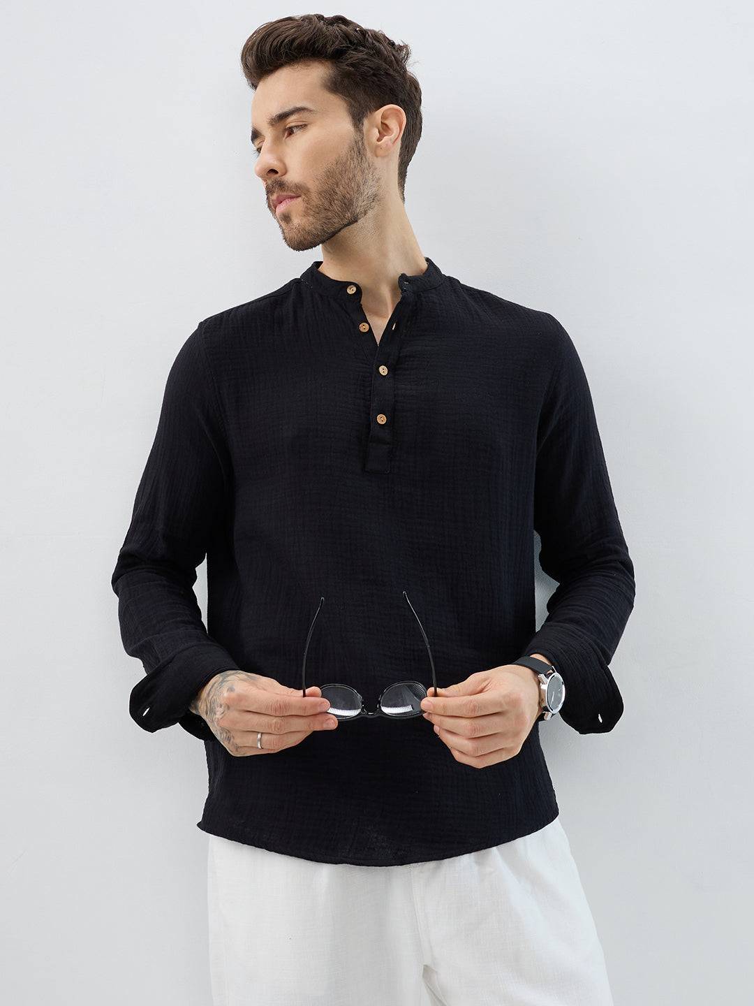 Deep Black Double Cloth Kurta Buy only at ₹699