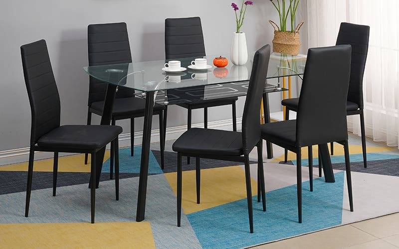 Royaloak Penang Malaysian Glass Dining Table 6S