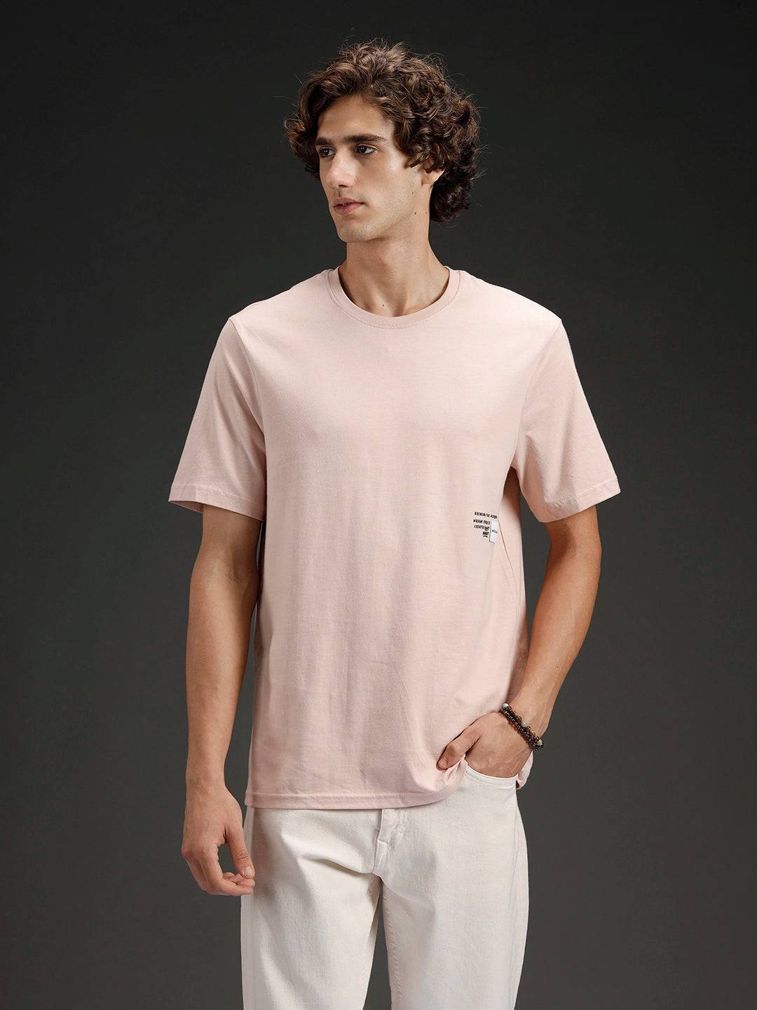 Men's Regular Fit T-shirt with Placement Graphic | Pink