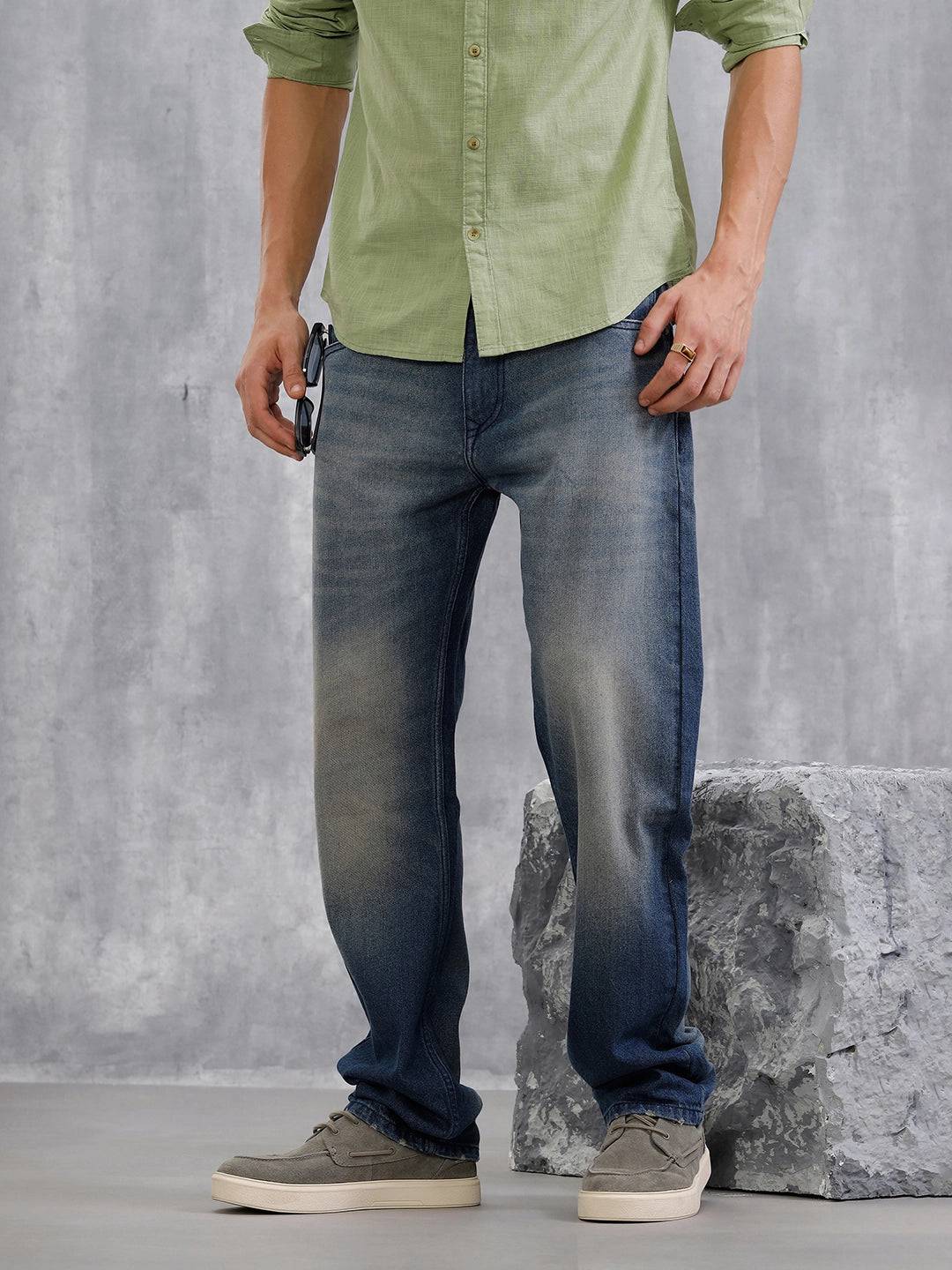 Vintage Washed Anti Fit Jeans | Blue