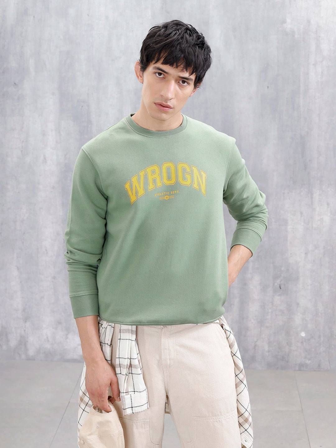 Varsity Printed Men’s Sweatshirt In Comfort Fit | Green