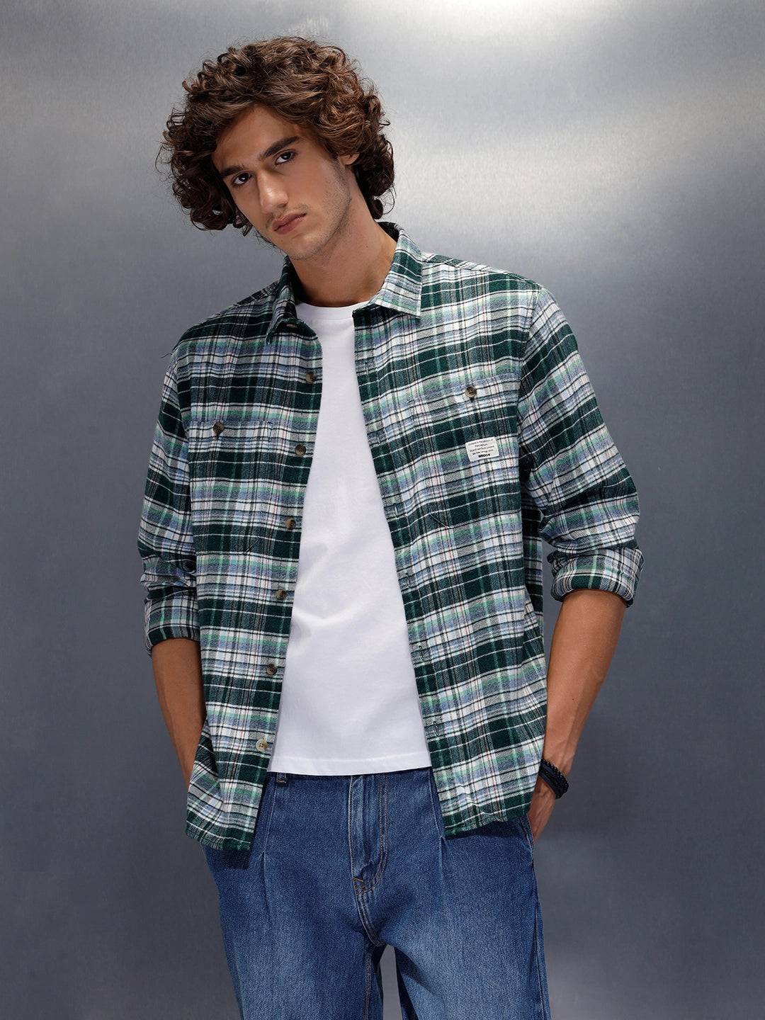 Textured Checkered Shirt | Green